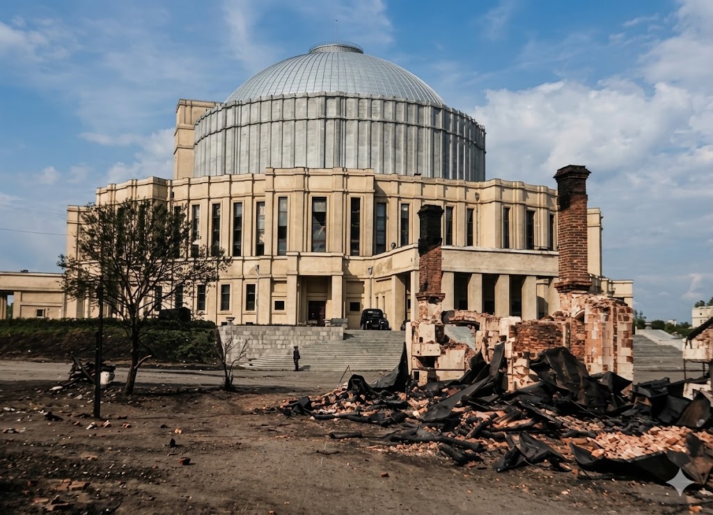 Специалист по цифровой реставрации отдал показал Минск, здание Большого театра 